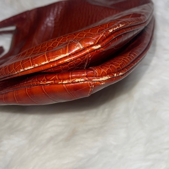 Donna Dixon genuine leather brown rust crocodile print handbag vintage - Picture 6 of 9